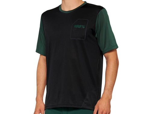 100% Men's Ridecamp Short Sleeve Jersey (Black/Forest Green) (S)