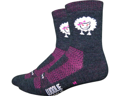 DeFeet Woolie Boolie 4" Baaad Sheep Sock (Charcoal/Neon Pink) (M)