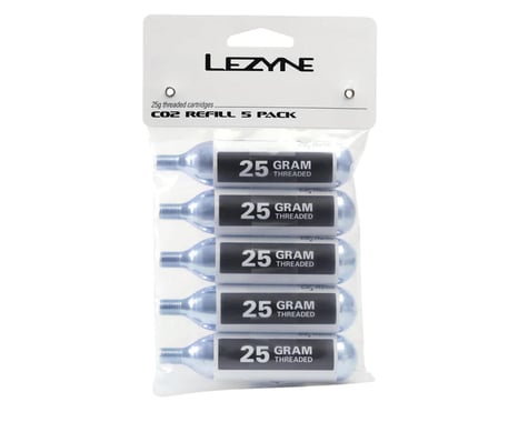 Lezyne Threaded CO2 Cartridges (Silver) (5 Pack) (25g)