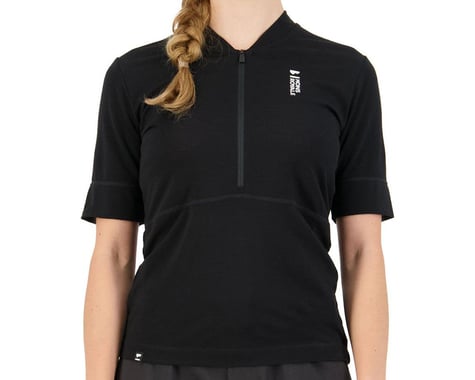 Mons Royale Women's Cadence Half Zip Short Sleeve Jersey (Black) (M)