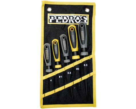 Pedro's Screwdriver Set 5-Piece Bicycle Screwdriver Set With Pouch: Black/Yellow