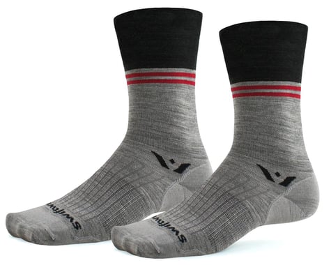 Swiftwick Pursuit Seven Ultralight Socks (Block Stripe Charcoal) (L)