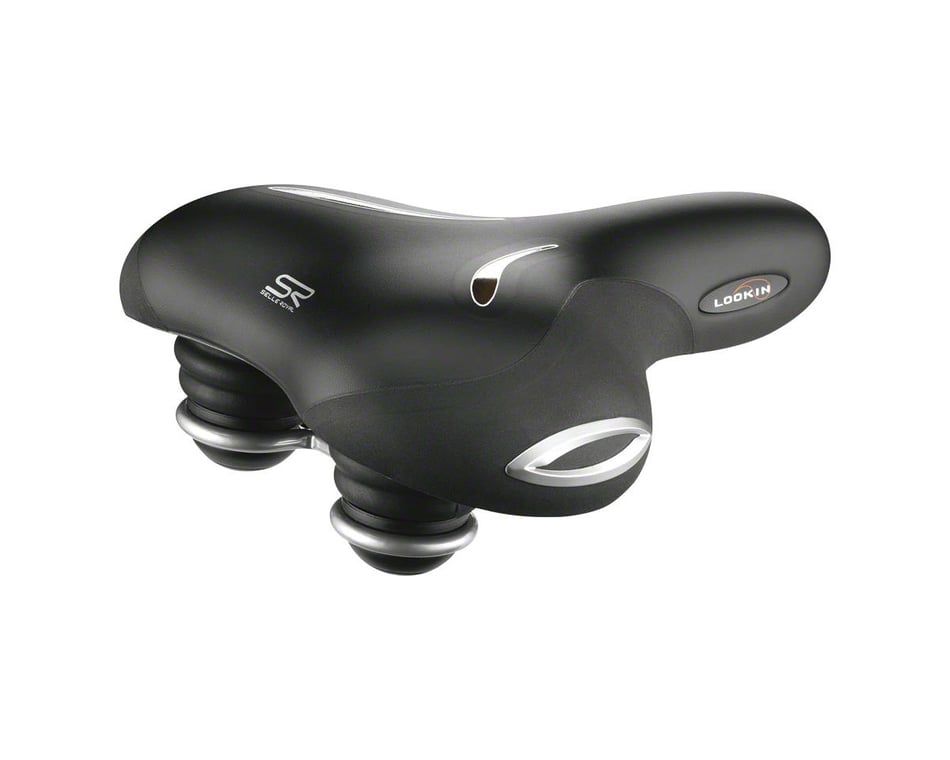 Royal Lookin Relaxed Saddle (Black) (Steel Rails) (219mm) - AMain Cycling