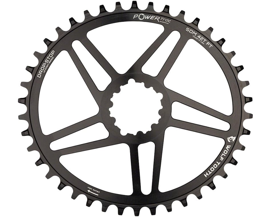Wolf Tooth Components Drop-Stop PowerTrac DM 30t Chainring SRAM 6mm Offset Black 
